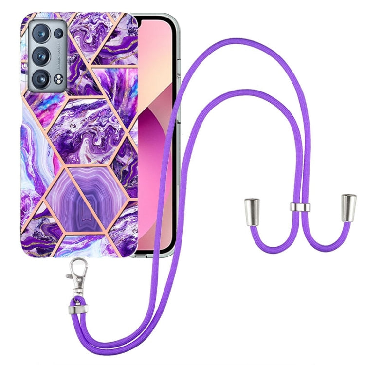 Electroplating Splicing Marble TPU Phone Case with Lanyard, For OPPO Realme 8i, For OPPO Realme C21Y, For OPPO Reno6 5G, For OPPO Reno6 Pro+ 5G / Reno6 Pro Foreign