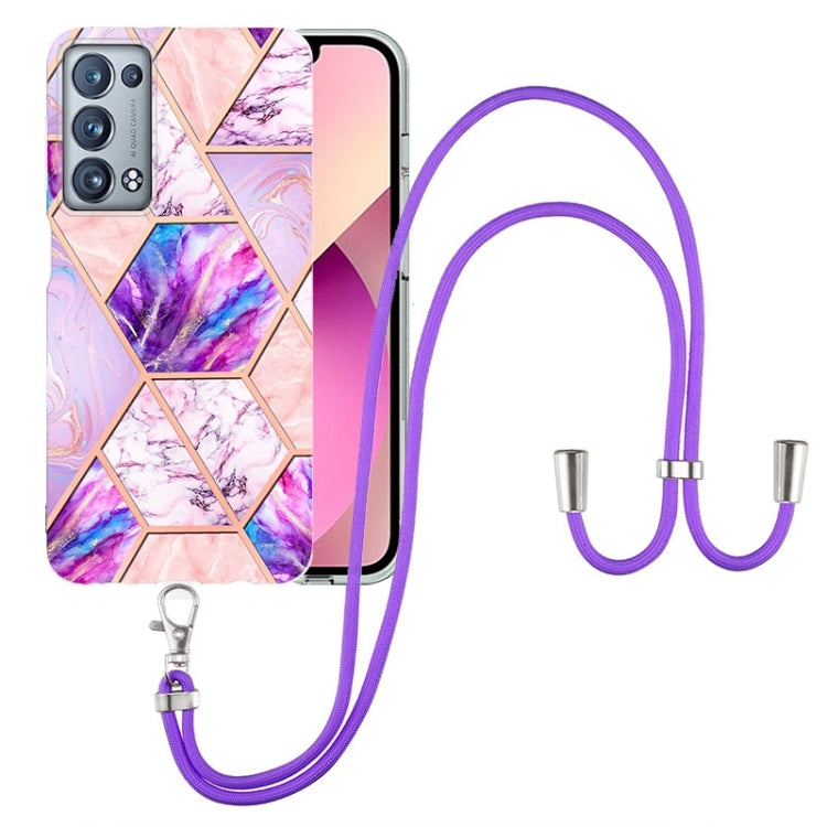 Electroplating Splicing Marble TPU Phone Case with Lanyard, For OPPO Realme 8i, For OPPO Realme C21Y, For OPPO Reno6 5G, For OPPO Reno6 Pro+ 5G / Reno6 Pro Foreign