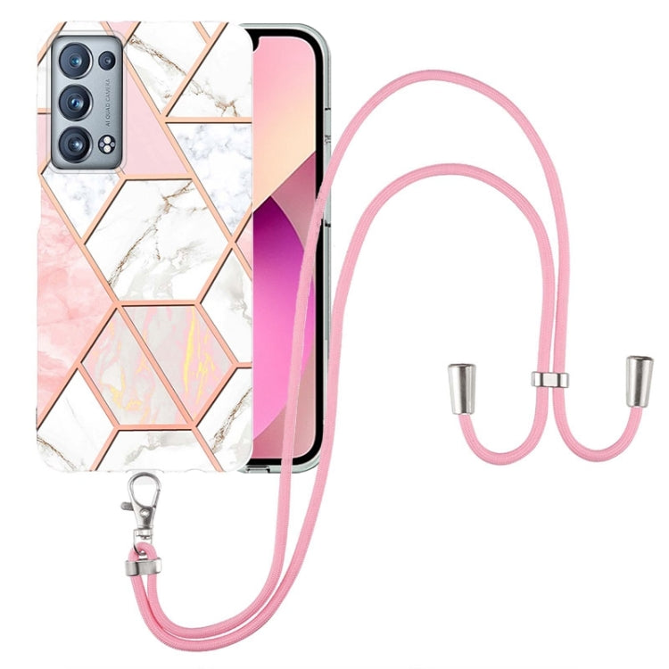 Electroplating Splicing Marble TPU Phone Case with Lanyard, For OPPO Realme 8i, For OPPO Realme C21Y, For OPPO Reno6 5G, For OPPO Reno6 Pro+ 5G / Reno6 Pro Foreign