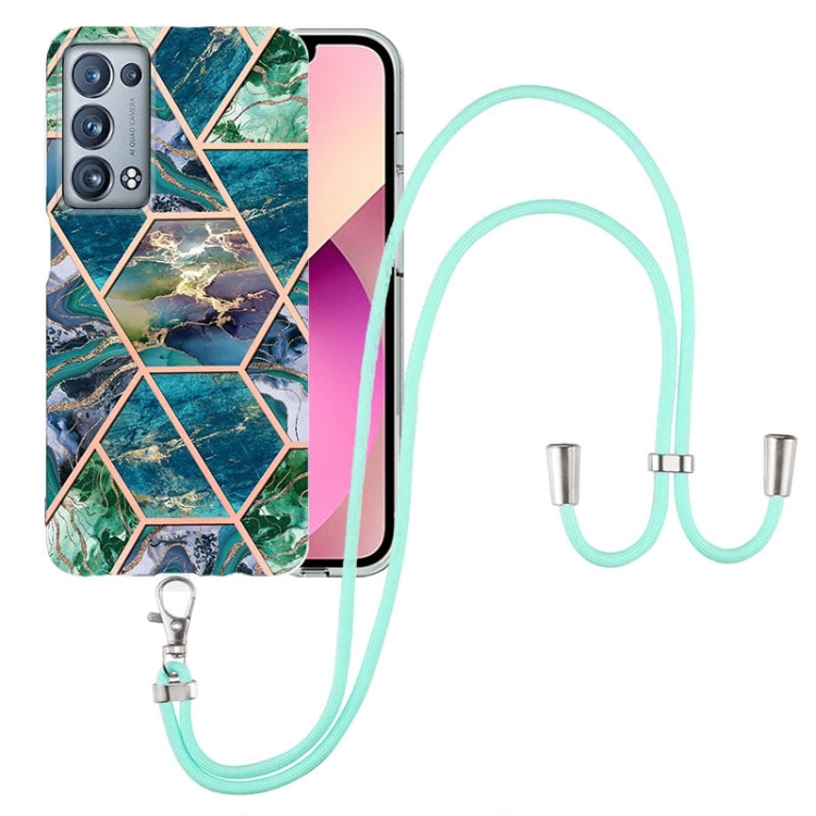 Electroplating Splicing Marble TPU Phone Case with Lanyard, For OPPO Realme 8i, For OPPO Realme C21Y, For OPPO Reno6 5G, For OPPO Reno6 Pro+ 5G / Reno6 Pro Foreign