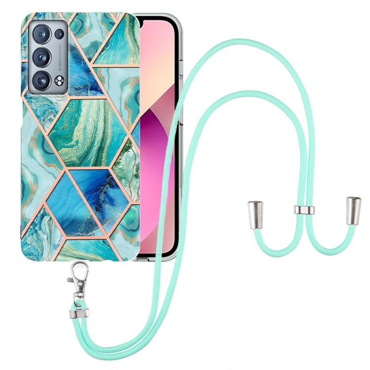 Electroplating Splicing Marble TPU Phone Case with Lanyard, For OPPO Realme 8i, For OPPO Realme C21Y, For OPPO Reno6 5G, For OPPO Reno6 Pro+ 5G / Reno6 Pro Foreign