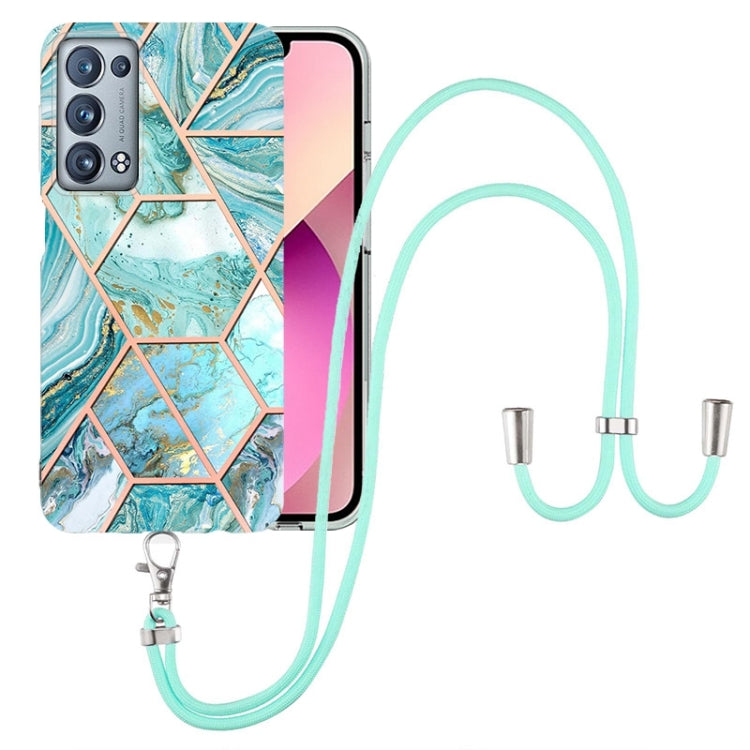 Electroplating Splicing Marble TPU Phone Case with Lanyard, For OPPO Realme 8i, For OPPO Realme C21Y, For OPPO Reno6 5G, For OPPO Reno6 Pro+ 5G / Reno6 Pro Foreign