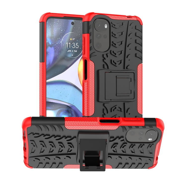 Tire Texture TPU + PC Phone Case with Holder, For OPPO Realme C21Y, For Motorola Moto G22/E32, For OPPO Realme C35, For vivo Y75 / Y55 / T1 5G