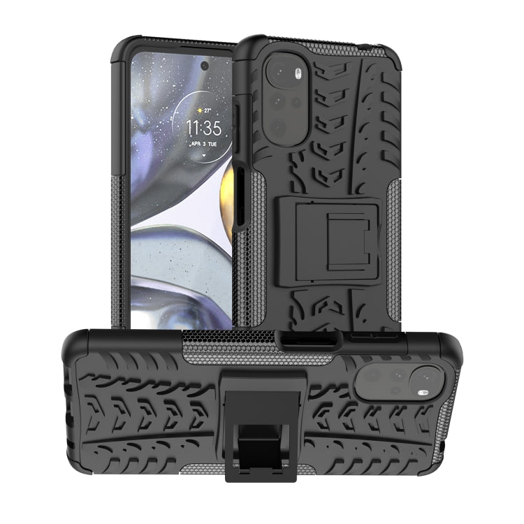 Tire Texture TPU + PC Phone Case with Holder, For OPPO Realme C21Y, For Motorola Moto G22/E32, For OPPO Realme C35, For vivo Y75 / Y55 / T1 5G