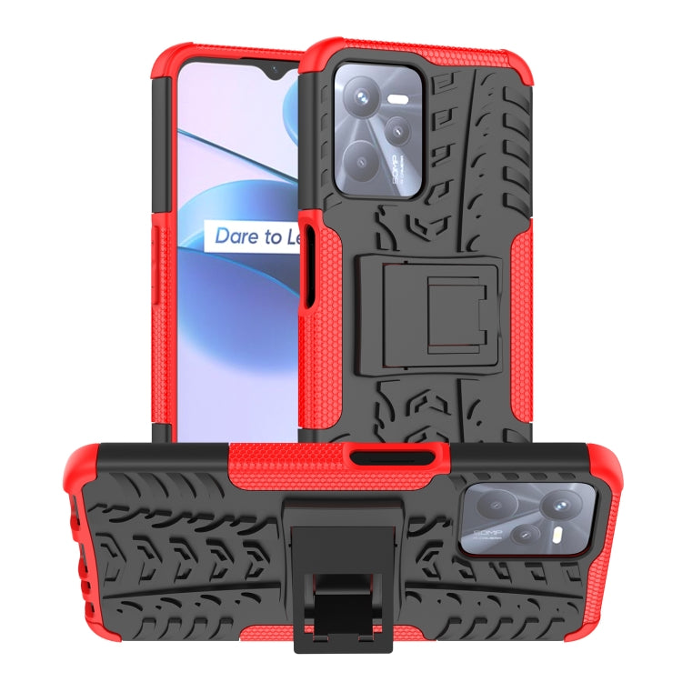 Tire Texture TPU + PC Phone Case with Holder, For OPPO Realme C21Y, For Motorola Moto G22/E32, For OPPO Realme C35