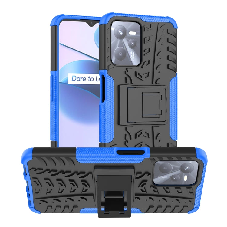 Tire Texture TPU + PC Phone Case with Holder, For OPPO Realme C21Y, For Motorola Moto G22/E32, For OPPO Realme C35, For vivo Y75 / Y55 / T1 5G