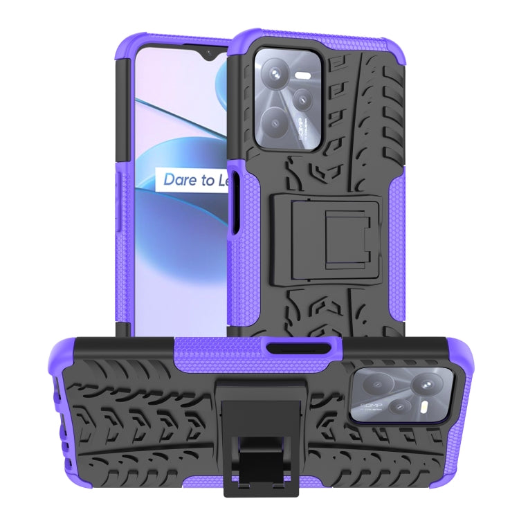 Tire Texture TPU + PC Phone Case with Holder, For OPPO Realme C21Y, For Motorola Moto G22/E32, For OPPO Realme C35