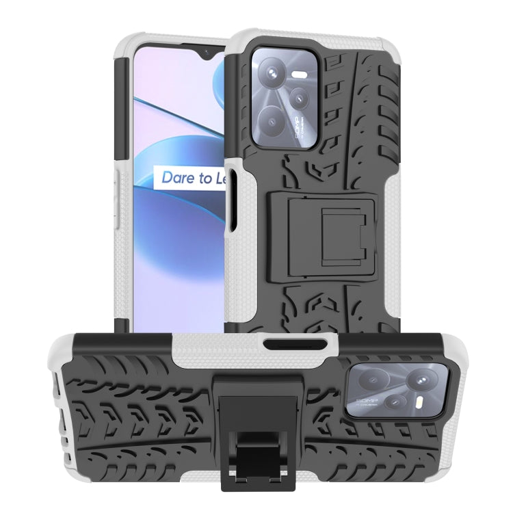 Tire Texture TPU + PC Phone Case with Holder, For OPPO Realme C21Y, For Motorola Moto G22/E32, For OPPO Realme C35, For vivo Y75 / Y55 / T1 5G