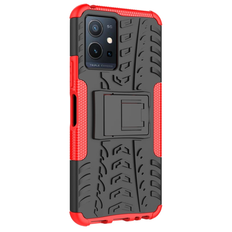 Tire Texture TPU + PC Phone Case with Holder, For vivo Y75 / Y55 / T1 5G, For Samsung Galaxy M23 / F23 5G