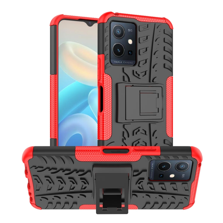 Tire Texture TPU + PC Phone Case with Holder, For vivo Y75 / Y55 / T1 5G, For Samsung Galaxy M23 / F23 5G