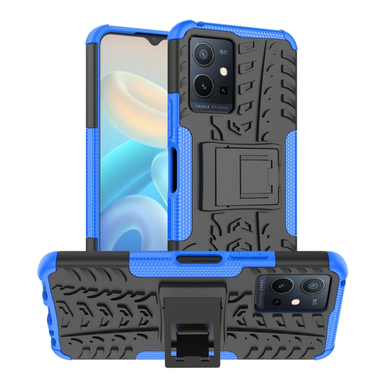 Tire Texture TPU + PC Phone Case with Holder, For OPPO Realme C21Y, For Motorola Moto G22/E32, For OPPO Realme C35, For vivo Y75 / Y55 / T1 5G