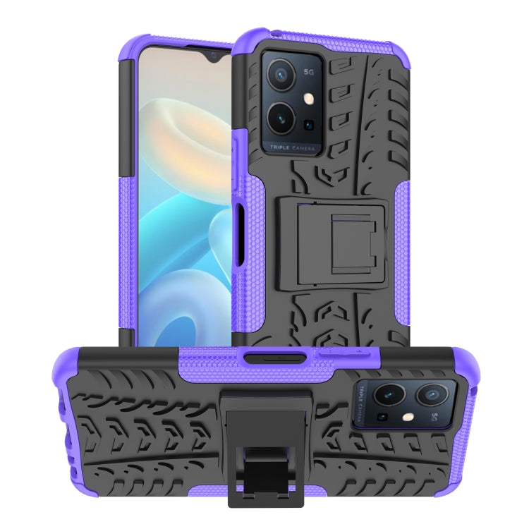 Tire Texture TPU + PC Phone Case with Holder, For vivo Y75 / Y55 / T1 5G, For Samsung Galaxy M23 / F23 5G