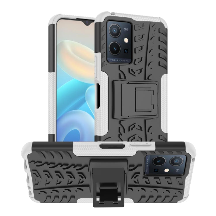 Tire Texture TPU + PC Phone Case with Holder, For OPPO Realme C21Y, For Motorola Moto G22/E32, For OPPO Realme C35, For vivo Y75 / Y55 / T1 5G