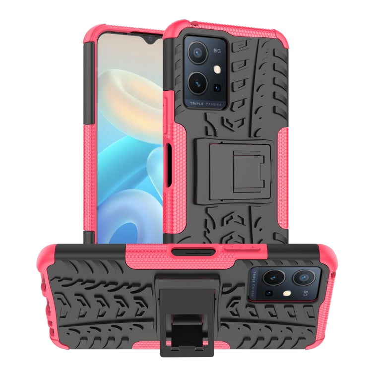 Tire Texture TPU + PC Phone Case with Holder, For vivo Y75 / Y55 / T1 5G, For Samsung Galaxy M23 / F23 5G