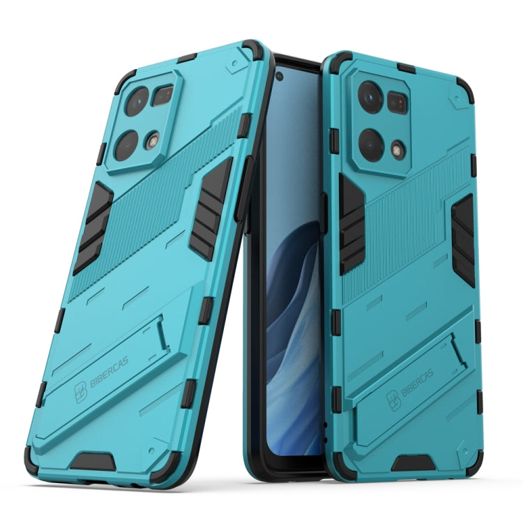 Punk Armor 2 in 1 PC + TPU Shockproof Phone Case with Invisible Holder, For OPPO Reno7 4G