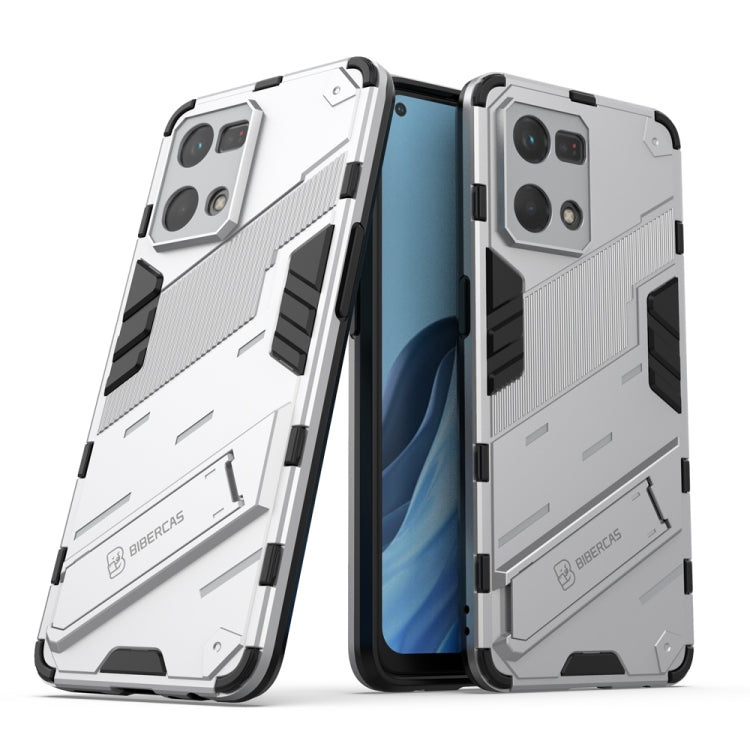 Punk Armor 2 in 1 PC + TPU Shockproof Phone Case with Invisible Holder, For OPPO Reno7 4G