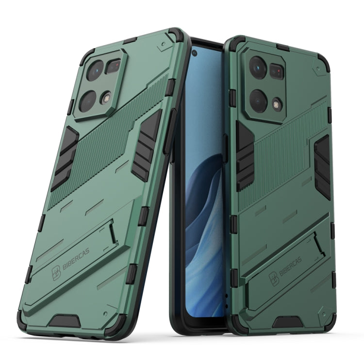 Punk Armor 2 in 1 PC + TPU Shockproof Phone Case with Invisible Holder, For OPPO Reno7 4G