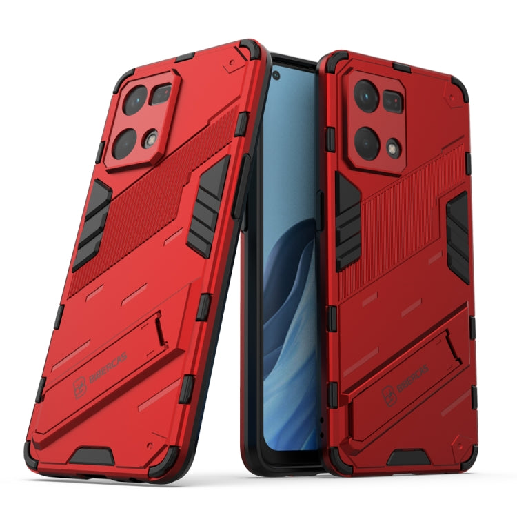 Punk Armor 2 in 1 PC + TPU Shockproof Phone Case with Invisible Holder, For OPPO Reno7 4G