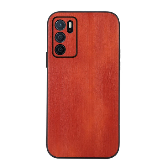 Yellow Cow Texture PU Phone Case, For OPPO A16