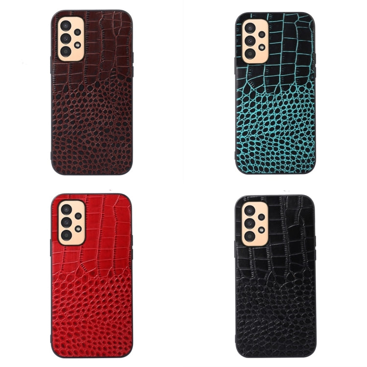 Crocodile Top Layer Cowhide Leather Phone Case, For Samsung Galaxy A13 4G