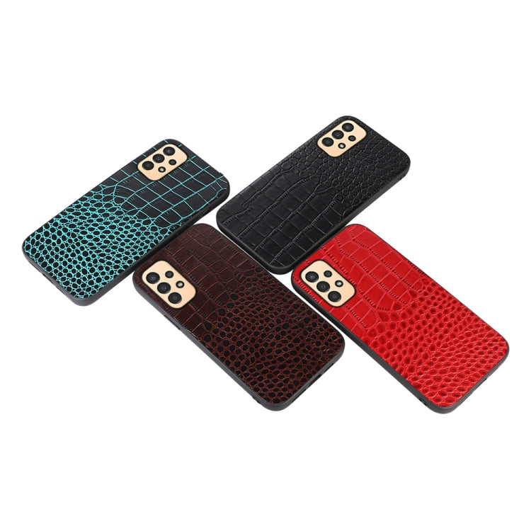 Crocodile Top Layer Cowhide Leather Phone Case, For Samsung Galaxy A13 4G
