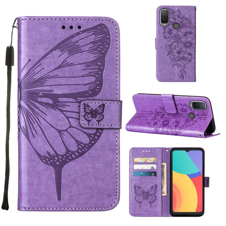 Embossed Butterfly Leather Phone Case, For Alcatel 1L 2021, For Motorola Moto G 5G 2022, For Motorola Moto G52