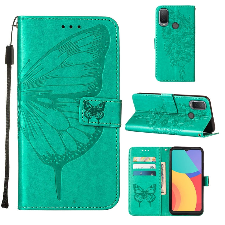Embossed Butterfly Leather Phone Case, For Alcatel 1L 2021, For Motorola Moto G 5G 2022, For Motorola Moto G52