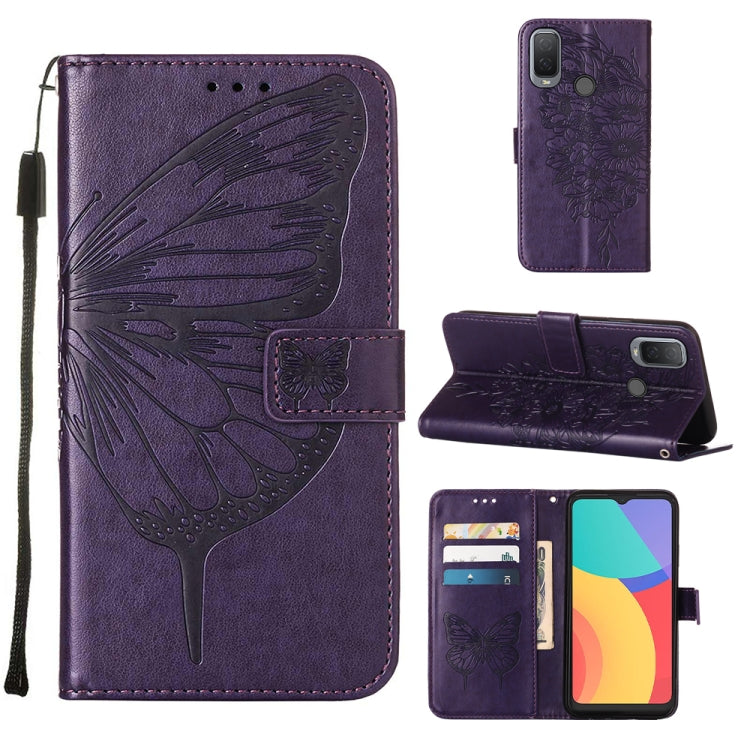 Embossed Butterfly Leather Phone Case, For Alcatel 1L 2021, For Motorola Moto G 5G 2022, For Motorola Moto G52