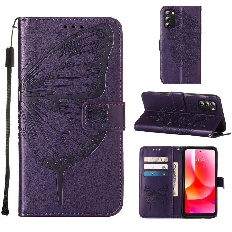 Embossed Butterfly Leather Phone Case, For Alcatel 1L 2021, For Motorola Moto G 5G 2022, For Motorola Moto G52
