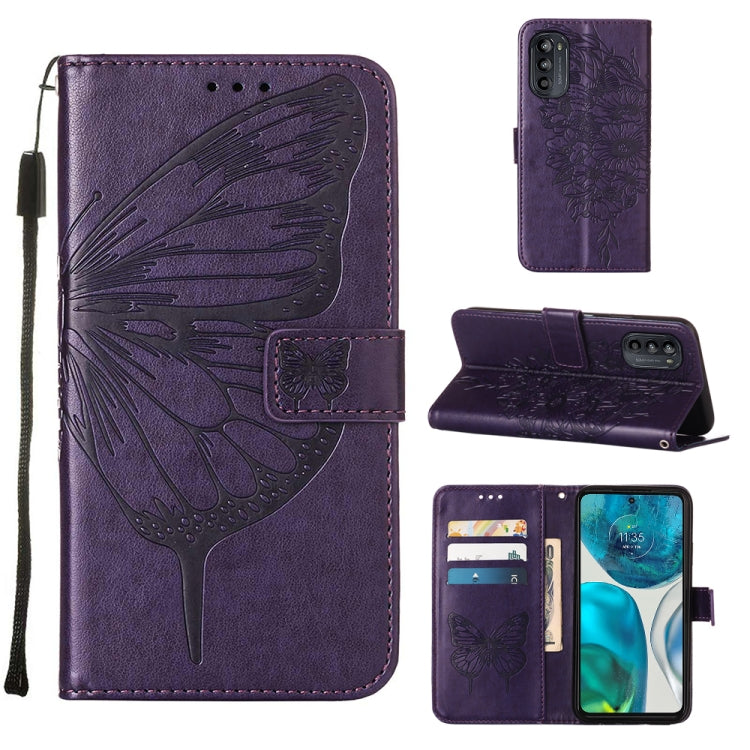 Embossed Butterfly Leather Phone Case, For Alcatel 1L 2021, For Motorola Moto G 5G 2022, For Motorola Moto G52, For OnePlus Nord CE 2 5G