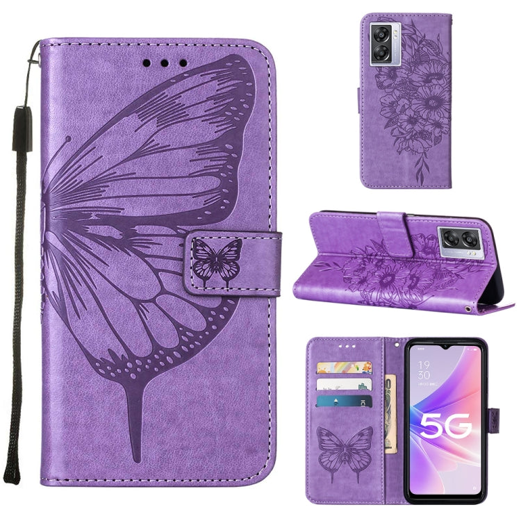 Embossed Butterfly Leather Phone Case, For OnePlus Nord CE 2 5G, For OPPO A57 5G 2022, For OPPO Realme C31 4G