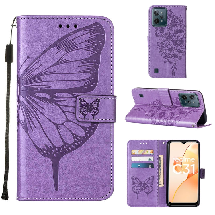 Embossed Butterfly Leather Phone Case, For OnePlus Nord CE 2 5G, For OPPO A57 5G 2022, For OPPO Realme C31 4G