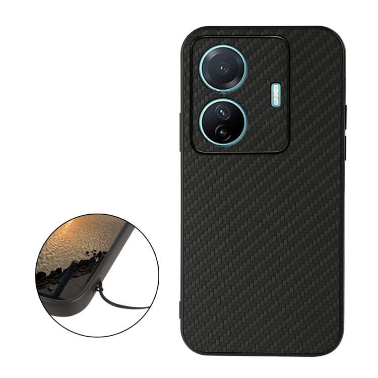 Accurate Hole Carbon Fiber Texture PU Phone Case, For vivo S15e, For OnePlus Ace, For OPPO A57 5G, For OPPO K10 5G, For OPPO K10 Pro 5G, For OPPO Realme 9 Pro