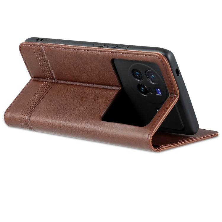 AZNS Magnetic Calf Texture Leather Phone Case