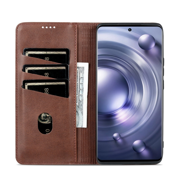 AZNS Magnetic Calf Texture Leather Phone Case