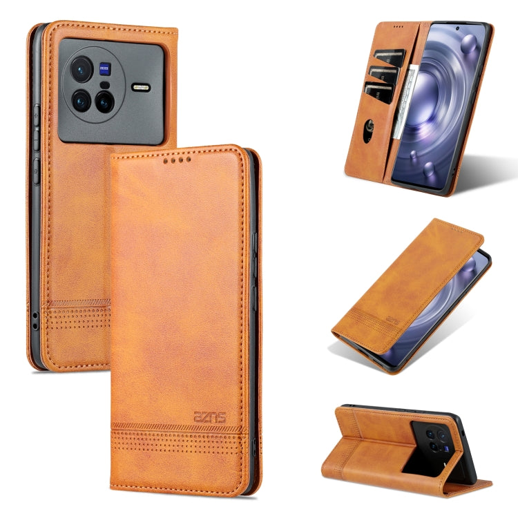 AZNS Magnetic Calf Texture Leather Phone Case, For vivo X80, For Xiaomi POCO X4 Pro 5G