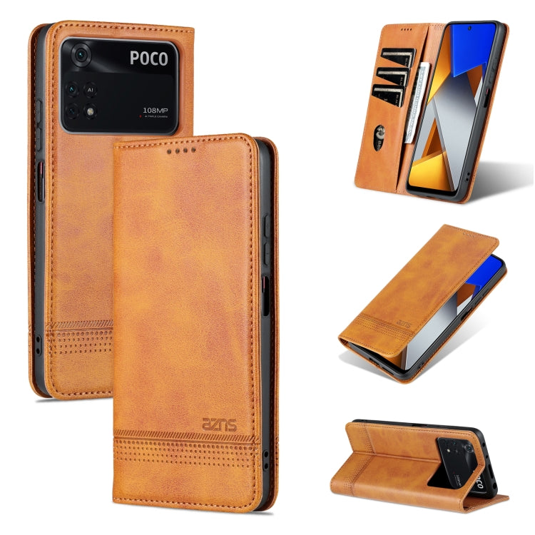 AZNS Magnetic Calf Texture Leather Phone Case