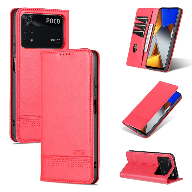 AZNS Magnetic Calf Texture Leather Phone Case, For vivo X80, For Xiaomi POCO X4 Pro 5G