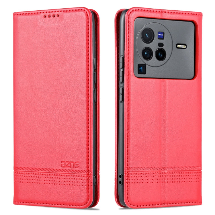 AZNS Magnetic Calf Texture Leather Phone Case, For vivo X80 Pro