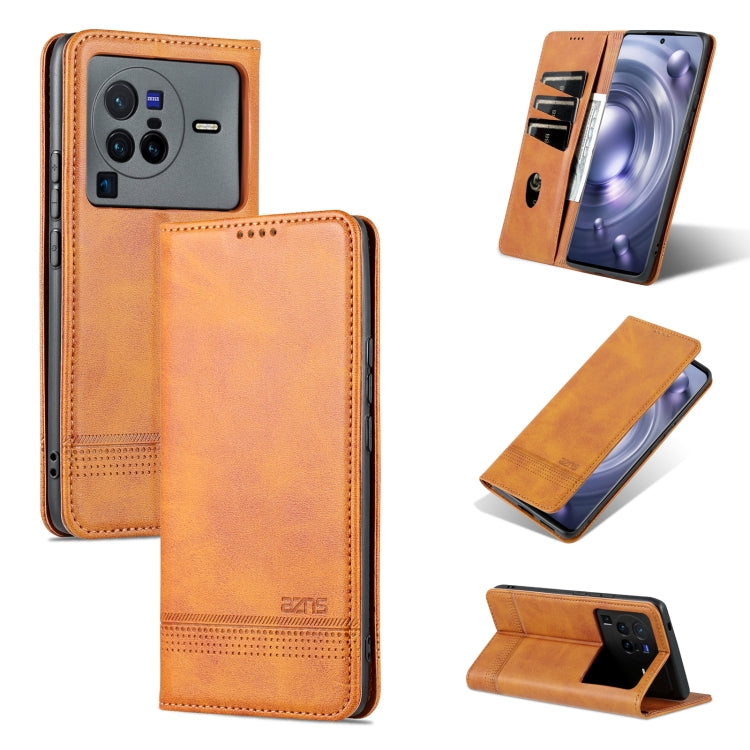 AZNS Magnetic Calf Texture Leather Phone Case, For vivo X80 Pro