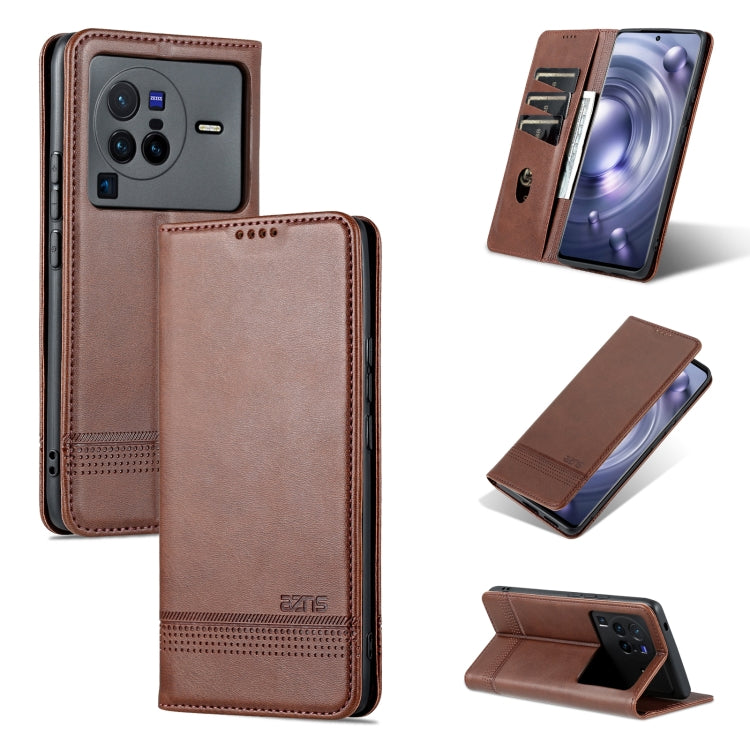 AZNS Magnetic Calf Texture Leather Phone Case, For vivo X80 Pro