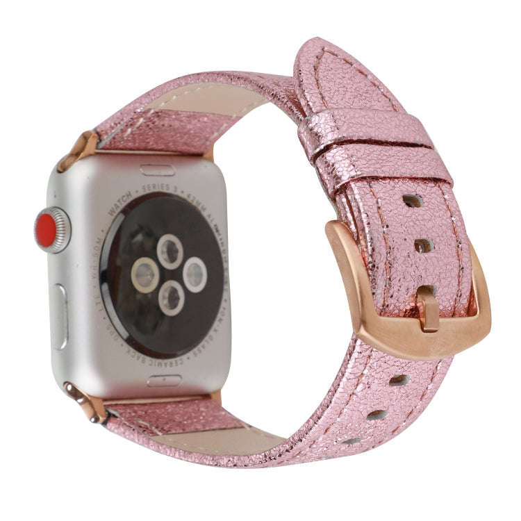 Glitter Genuine Leather Watch Band For Apple Watch Series, 7 41mm / 6&SE&5&4 40mm / 3&2&1 38mm, 7 45mm / 6&SE&5&4 44mm / 3&2&1 42mm