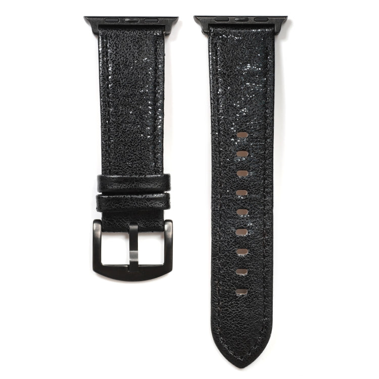 Glitter Genuine Leather Watch Band For Apple Watch Series, 7 41mm / 6&amp;SE&amp;5&amp;4 40mm / 3&amp;2&amp;1 38mm, 7 45mm / 6&amp;SE&amp;5&amp;4 44mm / 3&amp;2&amp;1 42mm