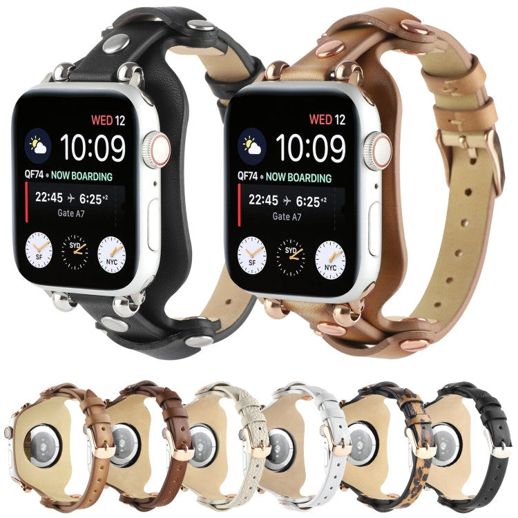 Bracelet Genuine Leather Watch Band For Apple Watch Series, 7 41mm / 6&amp;SE&amp;5&amp;4 40mm / 3&amp;2&amp;1 38mm, 7 45mm / 6&amp;SE&amp;5&amp;4 44mm / 3&amp;2&amp;1 42mm