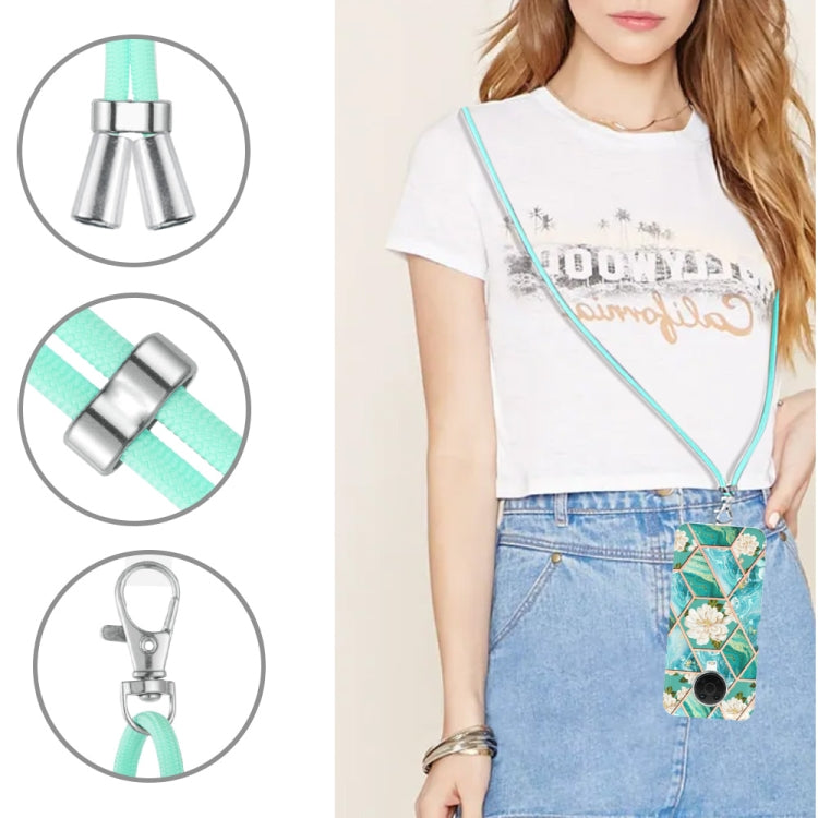 Splicing Marble Flower Pattern TPU Phone Case with Lanyard