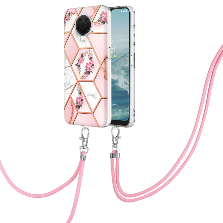 Splicing Marble Flower Pattern TPU Phone Case with Lanyard