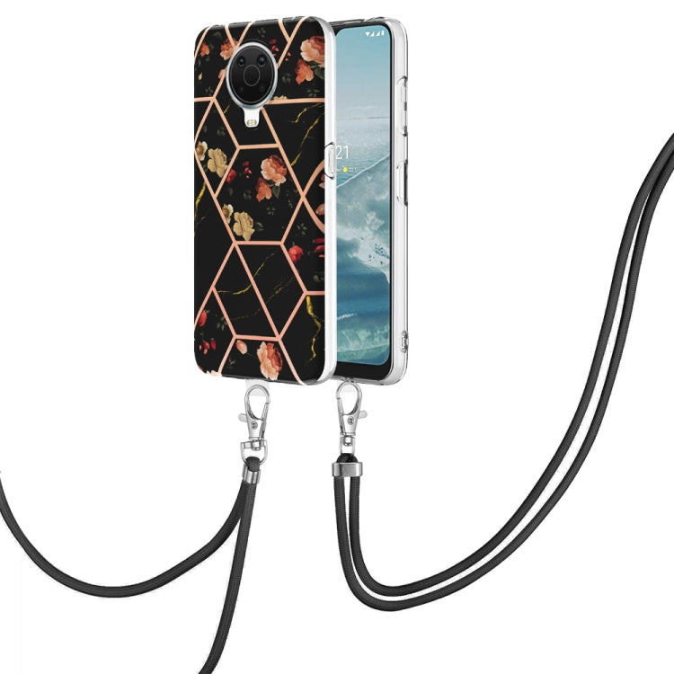 Splicing Marble Flower Pattern TPU Phone Case with Lanyard