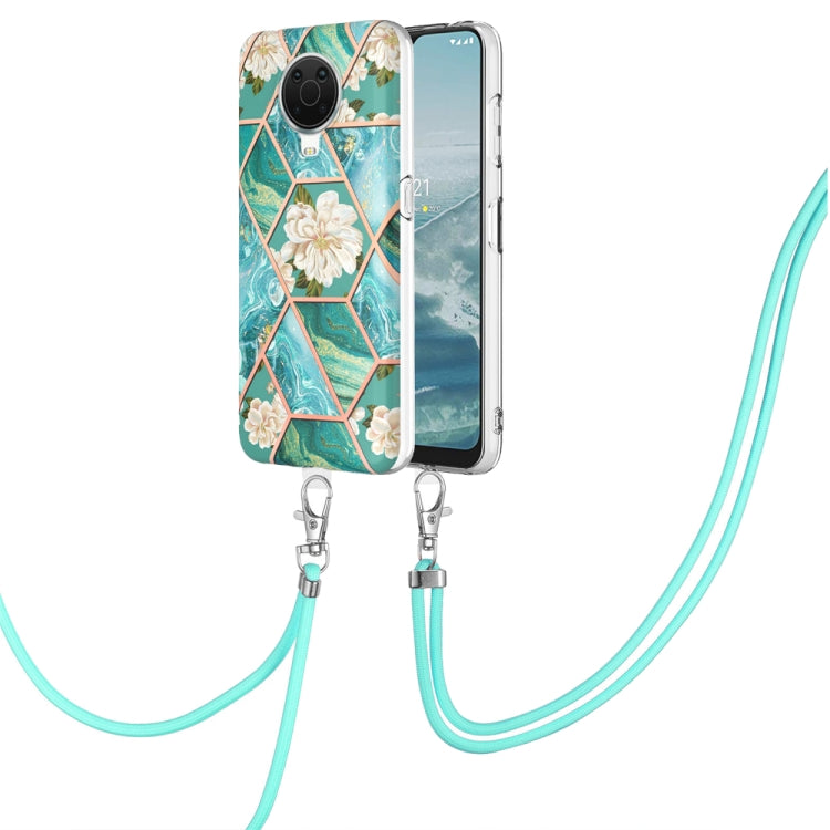 Splicing Marble Flower Pattern TPU Phone Case with Lanyard