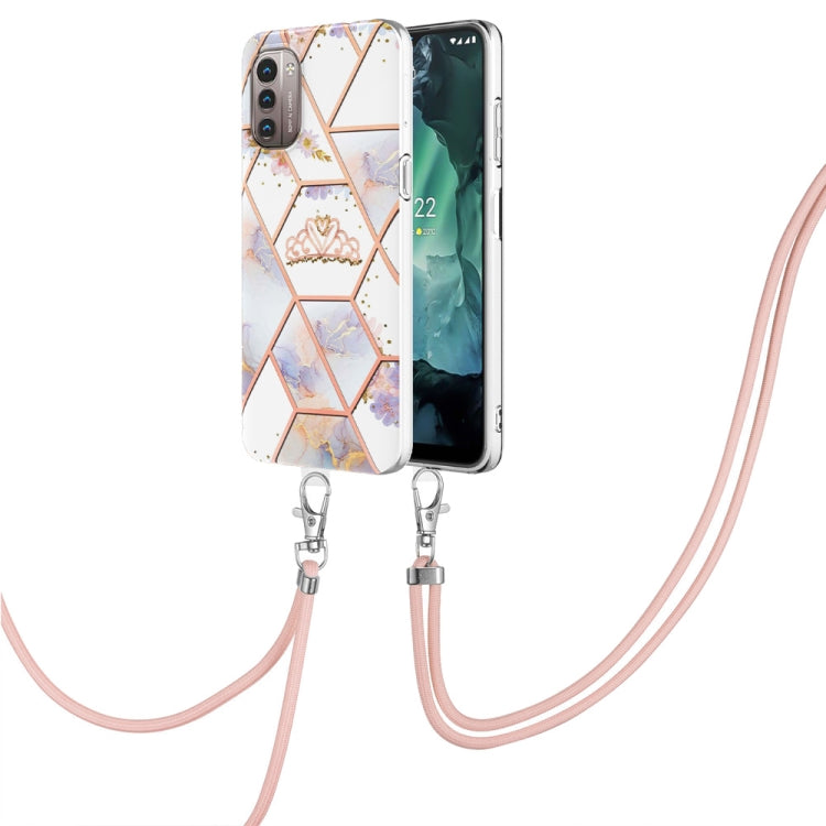 Splicing Marble Flower Pattern TPU Phone Case with Lanyard