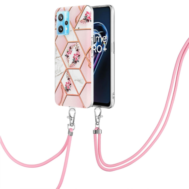 Splicing Marble Flower Pattern TPU Phone Case with Lanyard